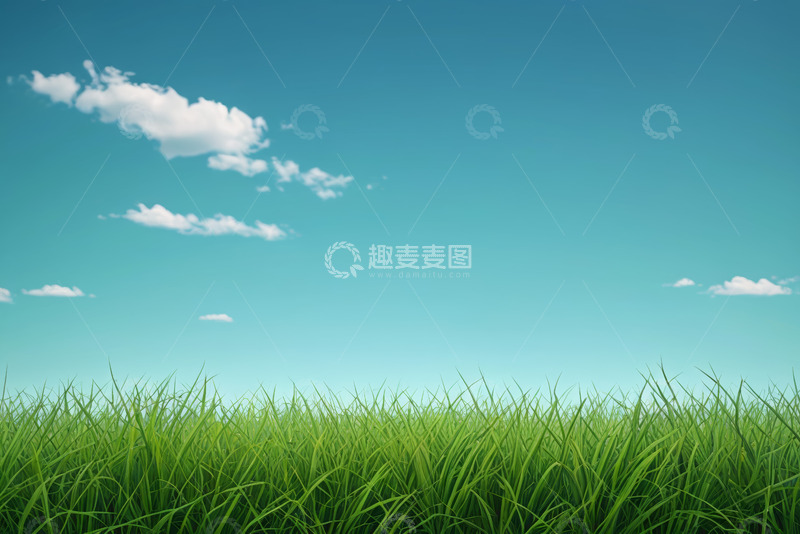 高清大图下载【趣麦麦图】蓝天白云下的绿色草地