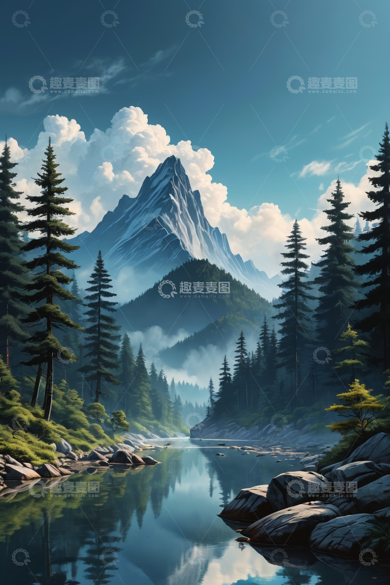 高清大图下载【趣麦麦图】山林湖泊自然风光景色