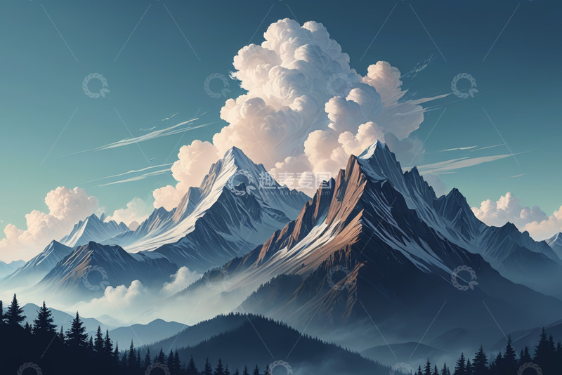 高清大图下载【趣麦麦图】雪山云海壮丽自然风光