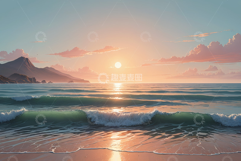 高清大图下载【趣麦麦图】海边日落自然风光