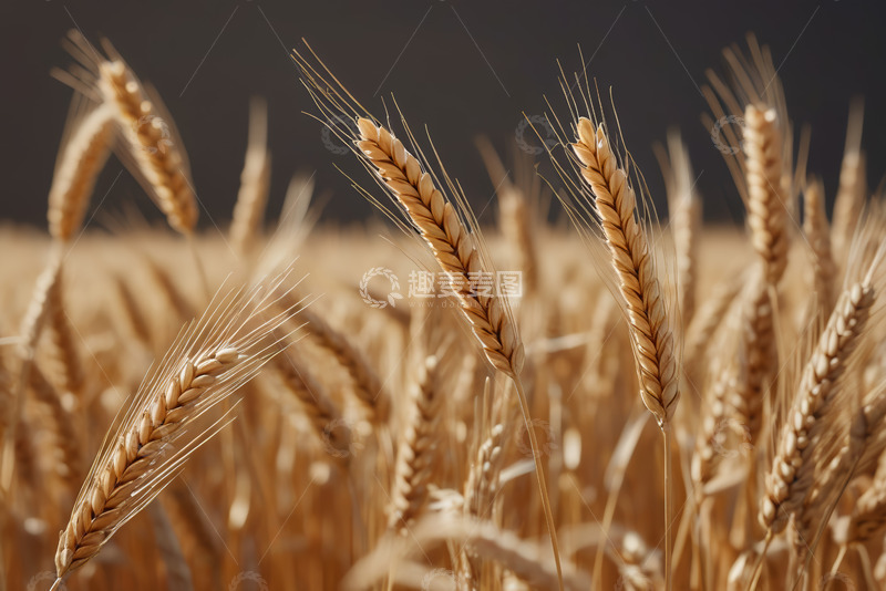 高清大图下载【趣麦麦图】成熟麦田中的金黄小麦特写