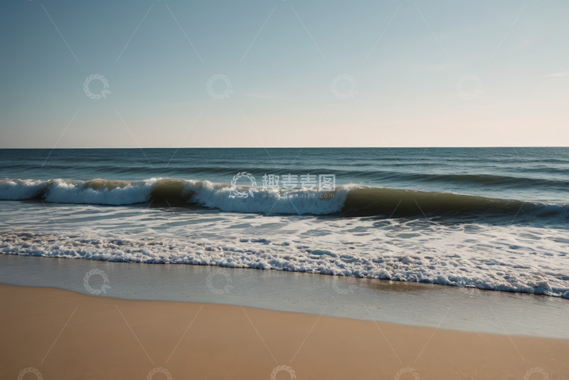 高清大图下载【趣麦麦图】海浪拍打沙滩自然景象