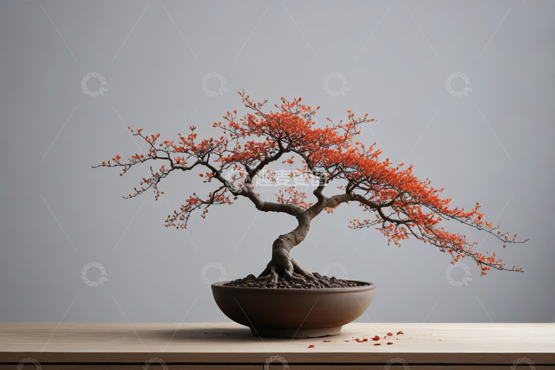 高清大图下载【趣麦麦图】桌上红色盆景特写