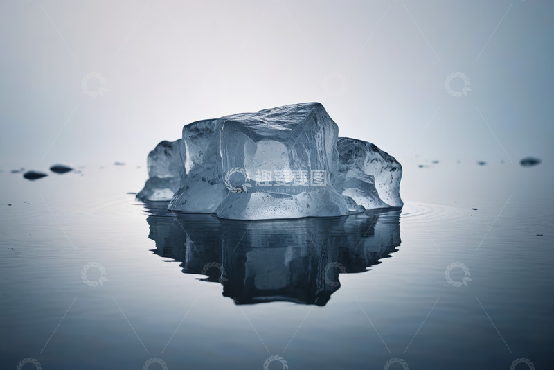 高清大图下载【趣麦麦图】水面上的冰块特写