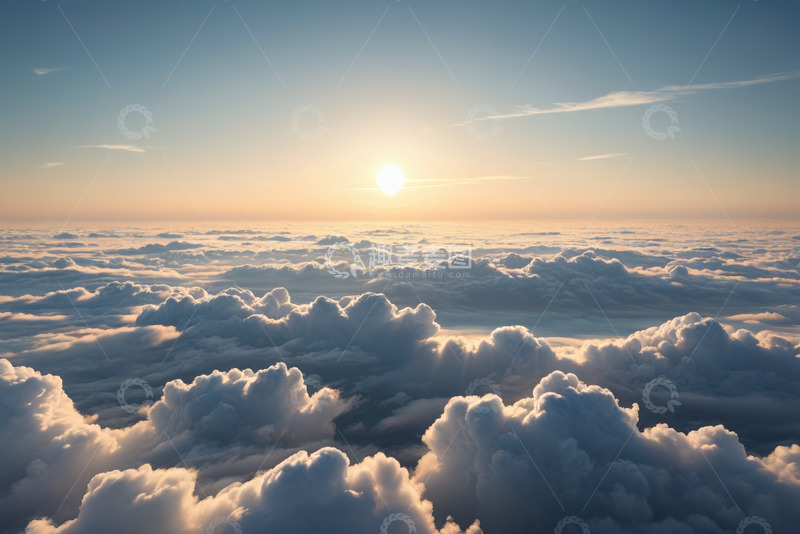 高清大图下载【趣麦麦图】高空俯瞰云海与日出景象