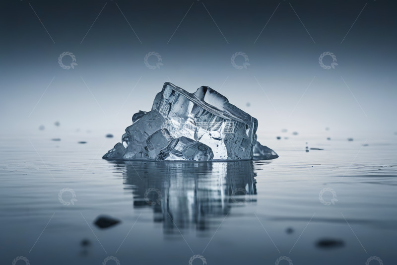 高清大图下载【趣麦麦图】冰块置于水面特写