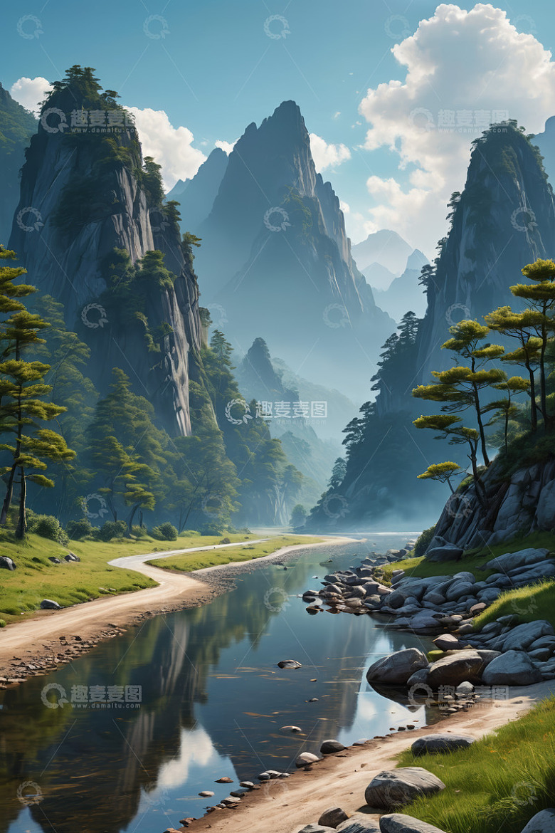 山间河流自然风光
