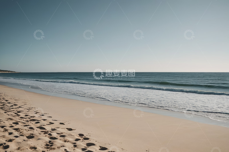 高清大图下载【趣麦麦图】宁静海滩与海浪自然风光