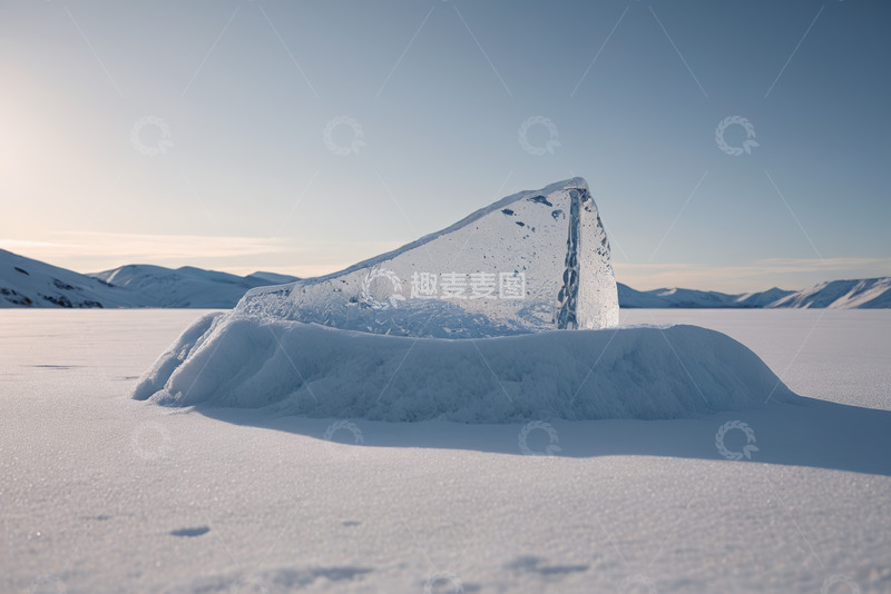 高清大图下载【趣麦麦图】雪地中的透明冰块景观