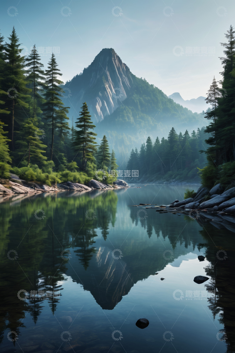 高清大图下载【趣麦麦图】山林湖泊自然风光全景