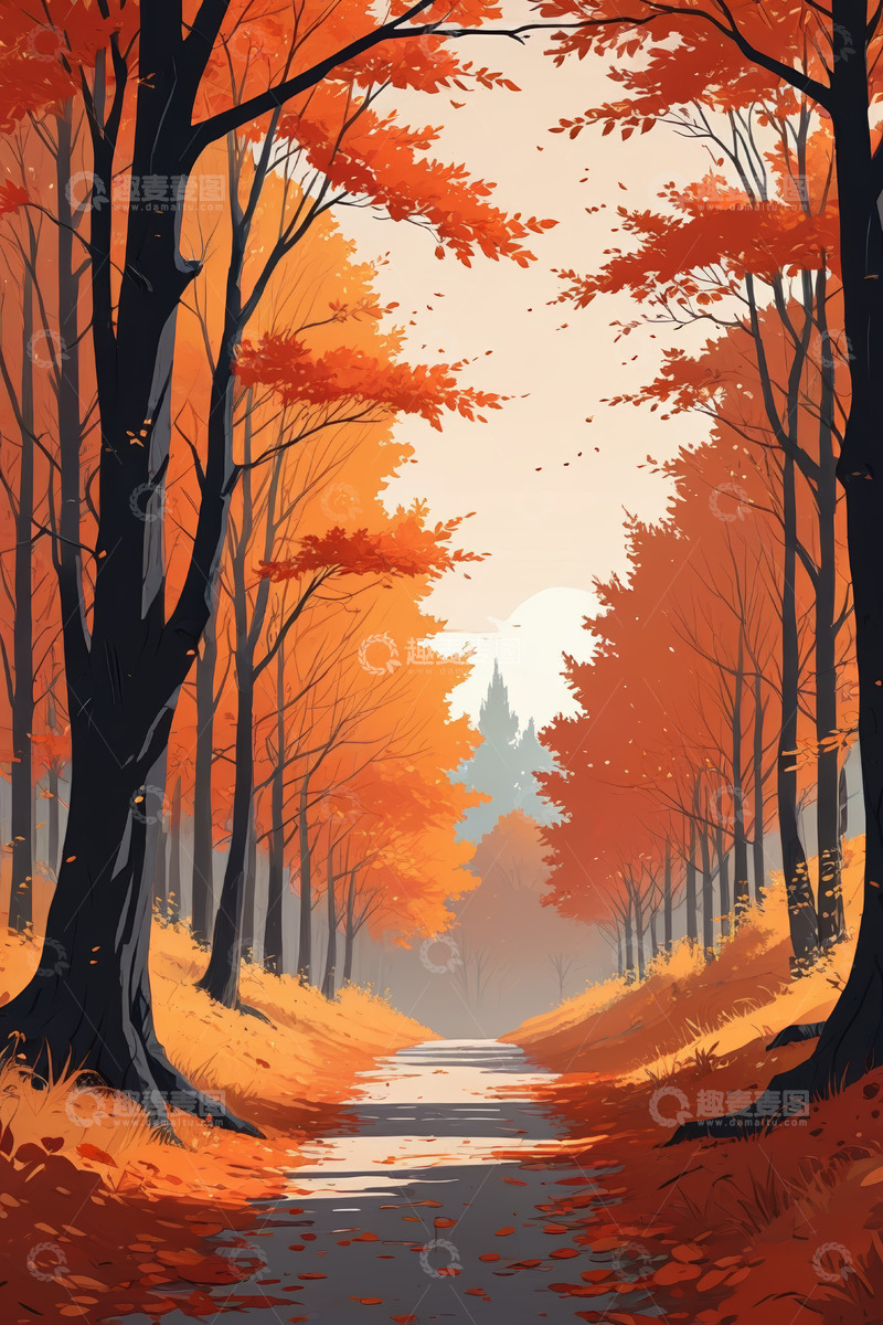 高清大图下载【趣麦麦图】秋季森林中的林间小道