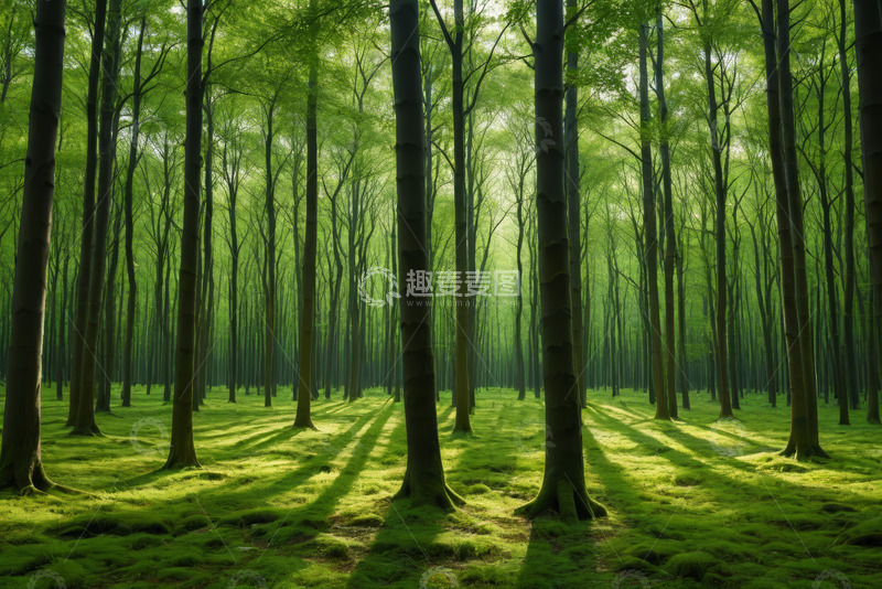 高清大图下载【趣麦麦图】阳光照耀下的绿色森林