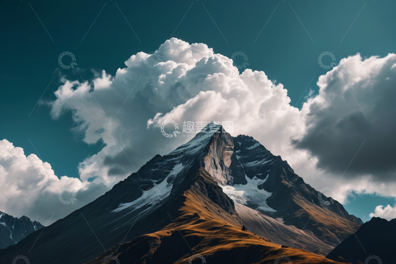 高清大图下载【趣麦麦图】雪山与天空自然景观