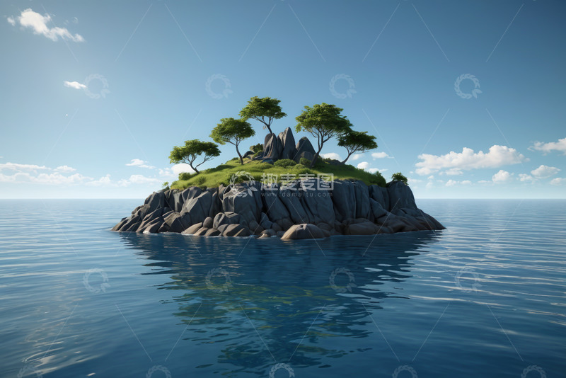 高清大图下载【趣麦麦图】海上孤岛自然景观