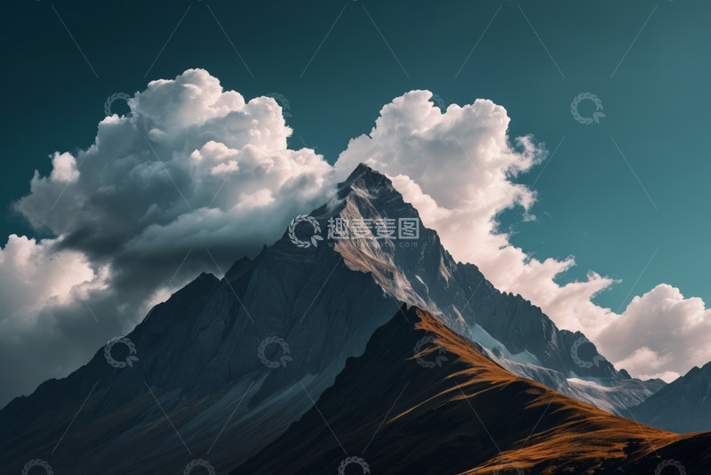 高清大图下载【趣麦麦图】山峰与白云自然景观