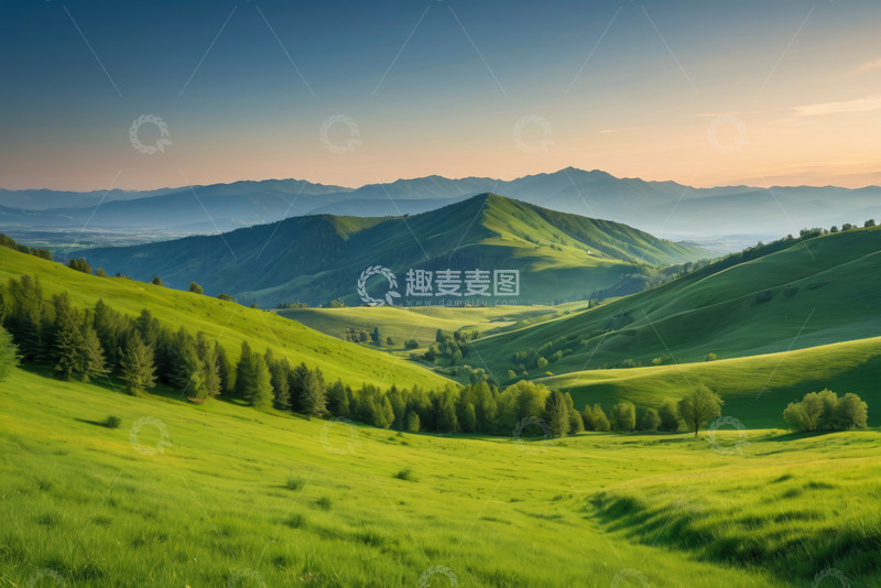 高清大图下载【趣麦麦图】绿色山丘自然风光全景