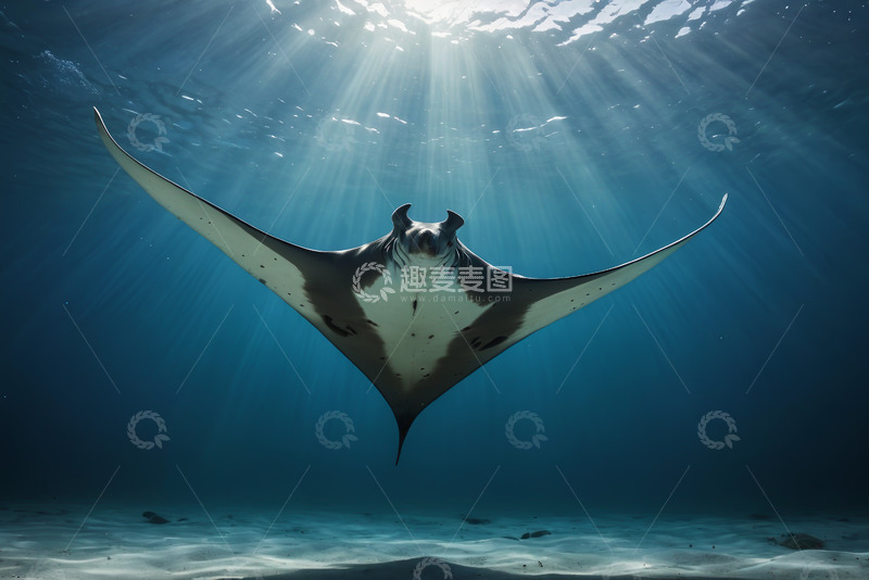 高清大图下载【趣麦麦图】海洋中遨游的蝠鲼