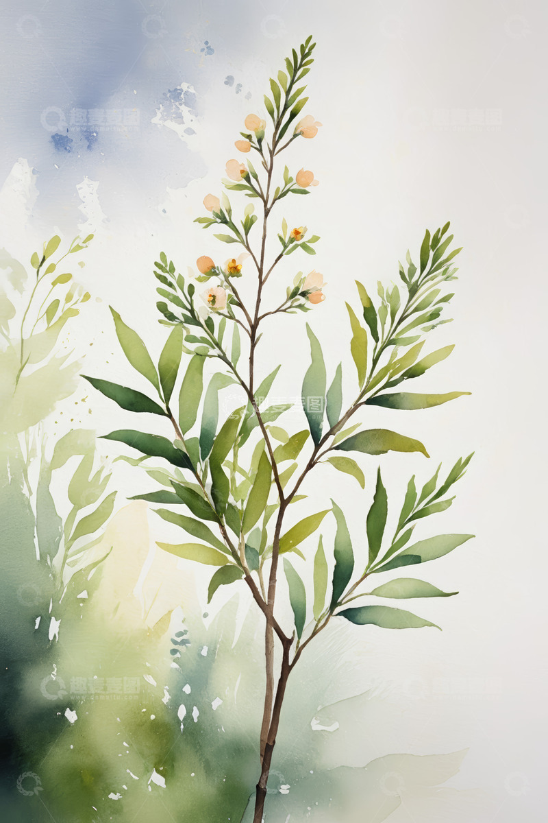 高清大图下载【趣麦麦图】水彩风格花卉植物素材