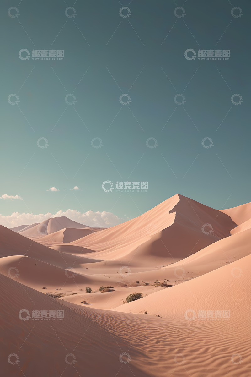 高清大图下载【趣麦麦图】广袤沙漠中的起伏沙丘景观