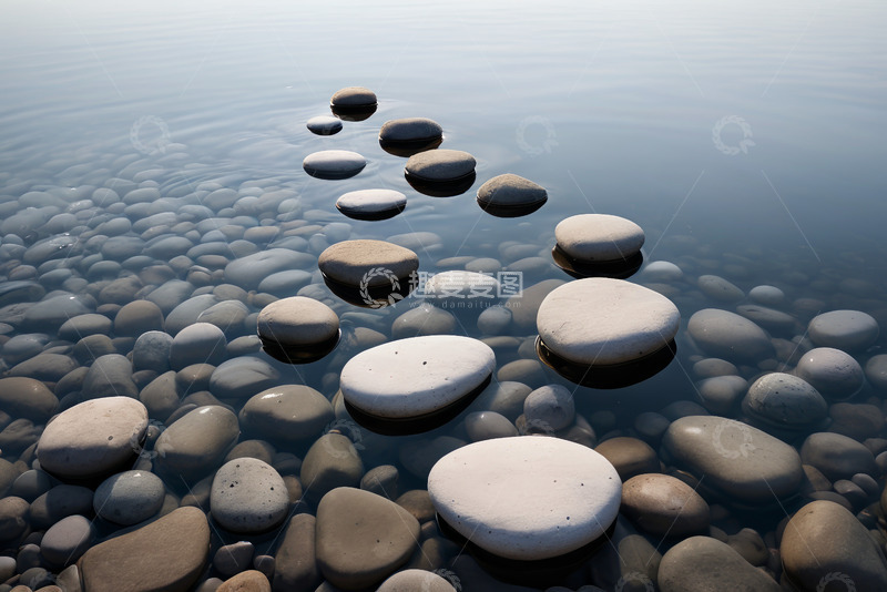 高清大图下载【趣麦麦图】水中排列的圆形石头