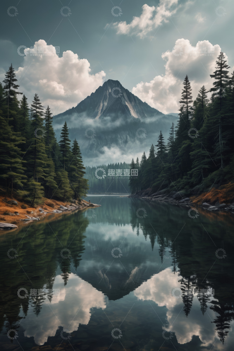 高清大图下载【趣麦麦图】山林湖泊自然风光全景