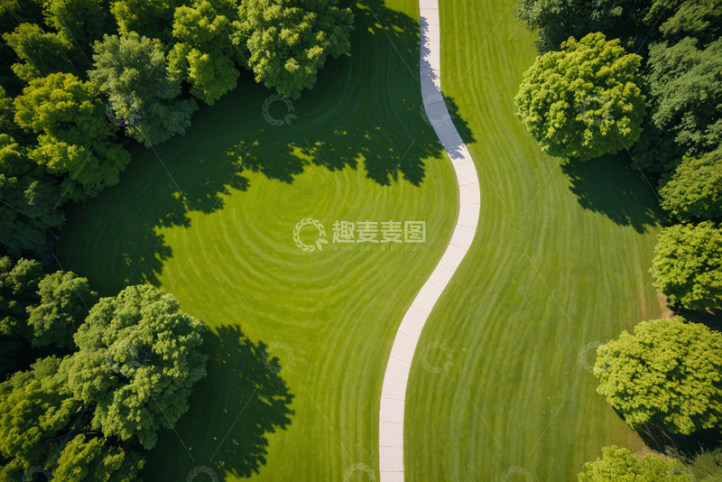 高清大图下载【趣麦麦图】航拍公园绿地蜿蜒小路