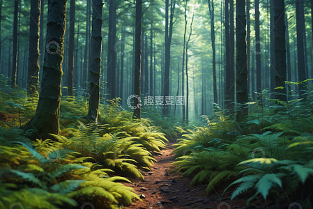 阳光照耀下的森林小径