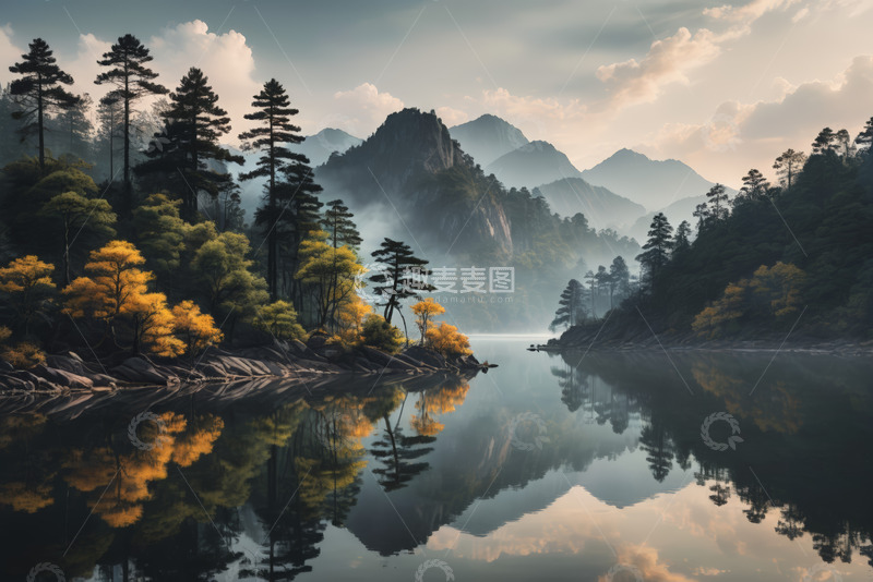 高清大图下载【趣麦麦图】山水相依的自然风光