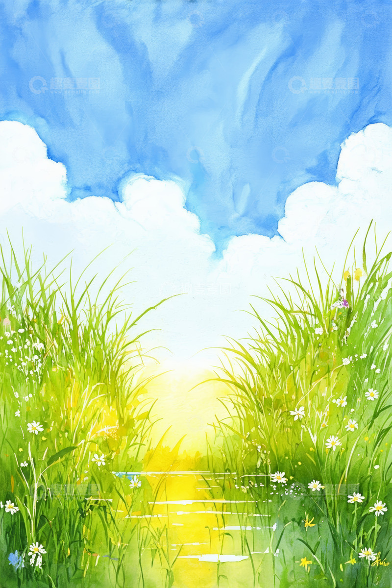 高清大图下载【趣麦麦图】草地蓝天阳光自然风光