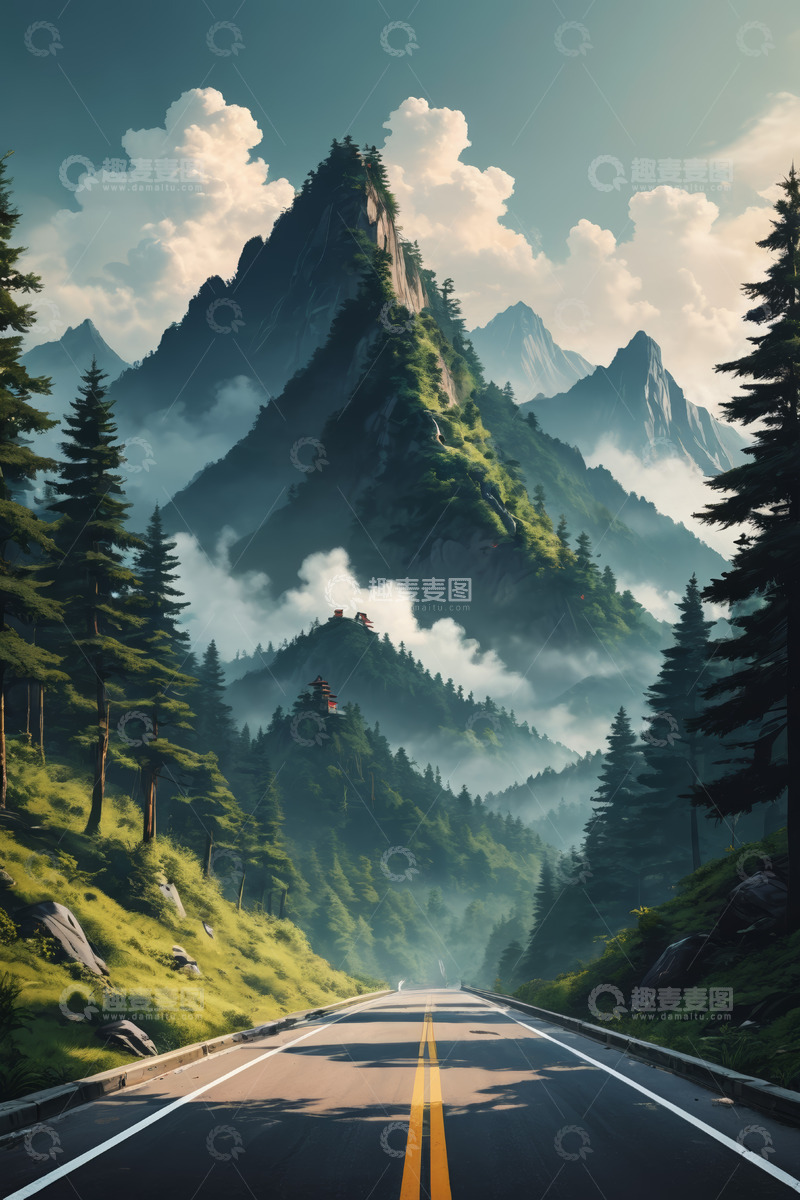 高清大图下载【趣麦麦图】山间公路自然风光