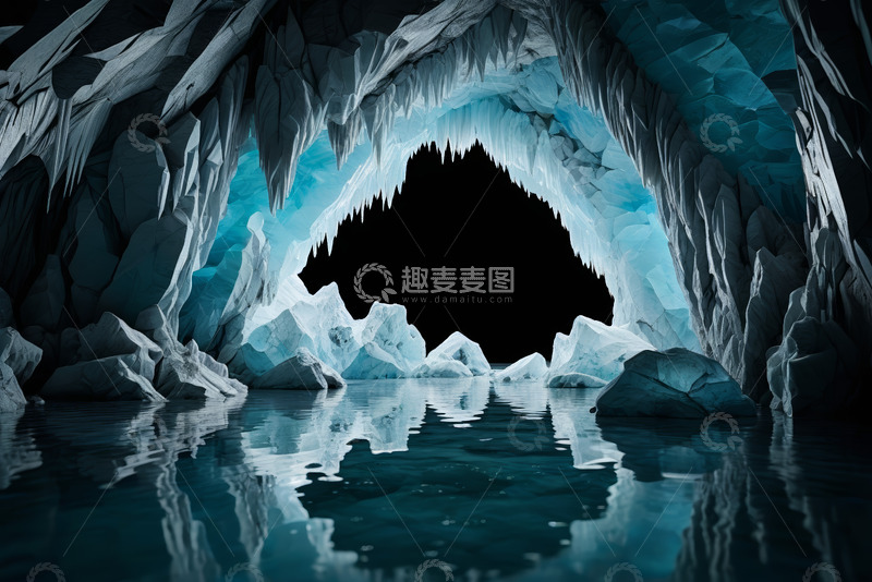 高清大图下载【趣麦麦图】冰洞内部与水面景观