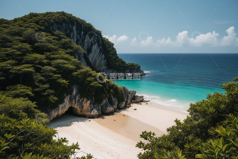 高清大图下载【趣麦麦图】山海相依的美丽海滩景色