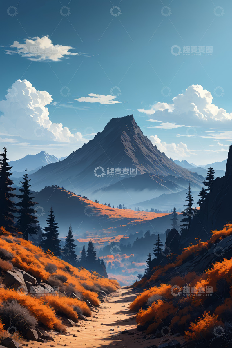 高清大图下载【趣麦麦图】山间小径自然风光