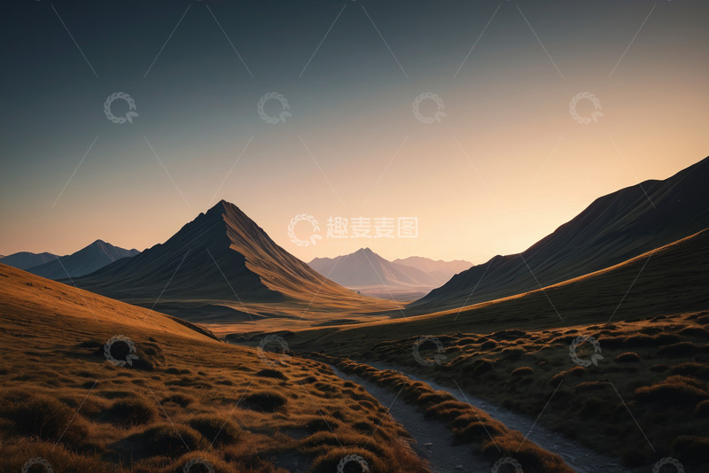 高清大图下载【趣麦麦图】山间黄昏自然风光