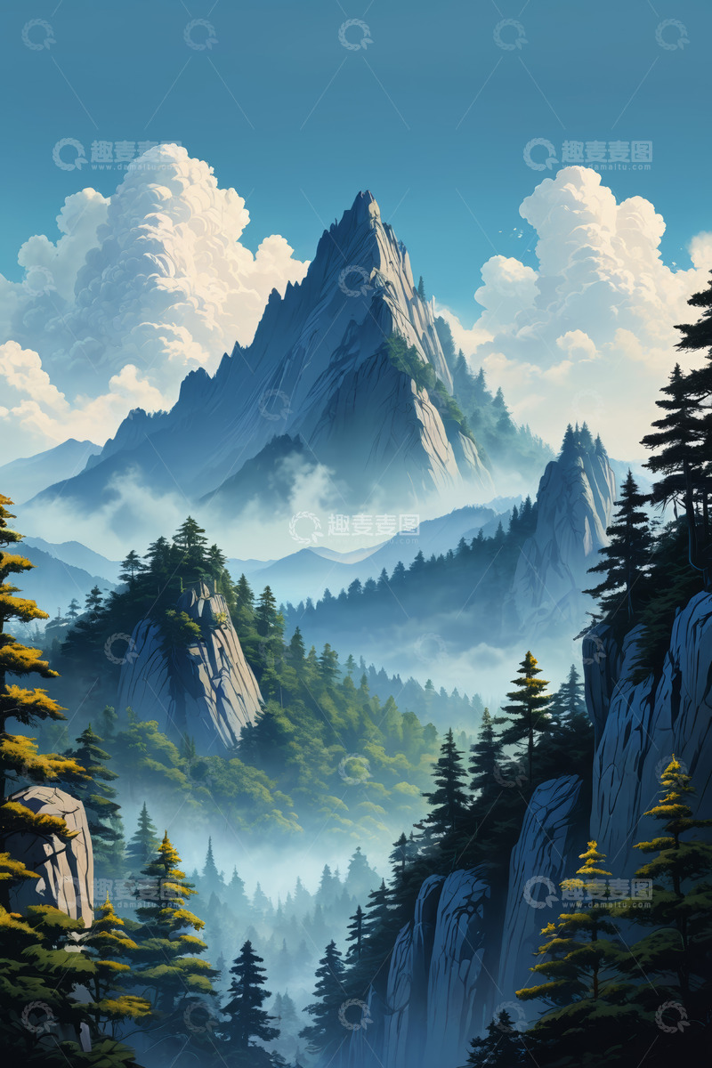 高清大图下载【趣麦麦图】山间森林自然景观