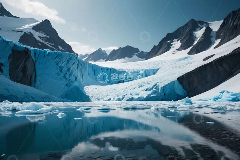 高清大图下载【趣麦麦图】冰川雪山下的平静水面