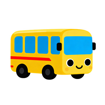 卡通风格校车图标设计