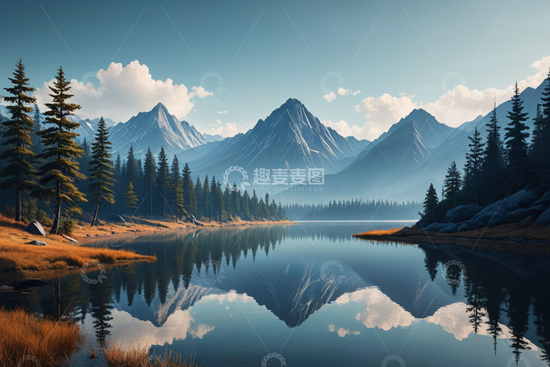 高清大图下载【趣麦麦图】山水湖泊森林自然风光