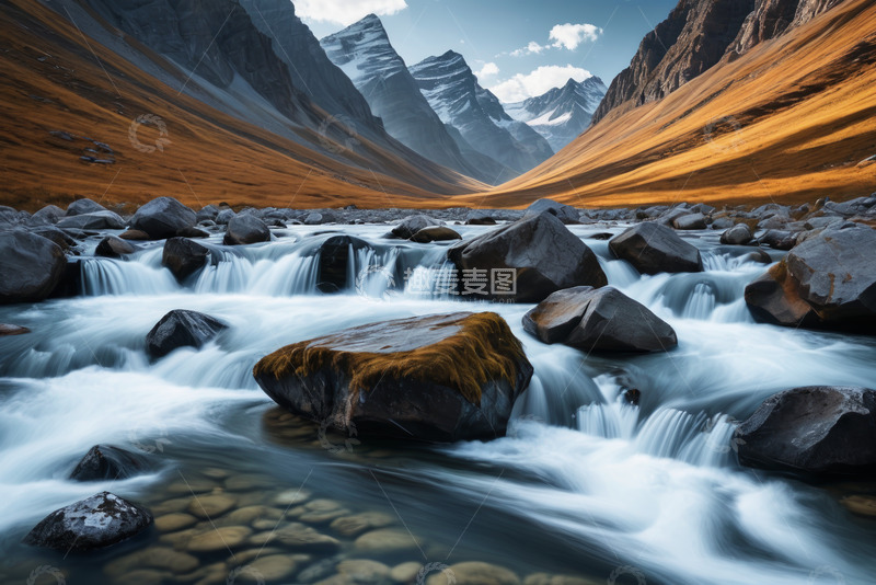 高清大图下载【趣麦麦图】山间河流与岩石自然风光