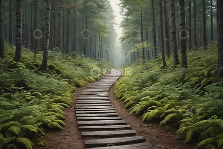 森林中的木质小径
