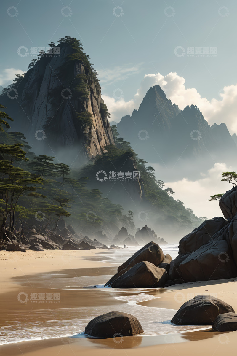 高清大图下载【趣麦麦图】海边山景自然风光