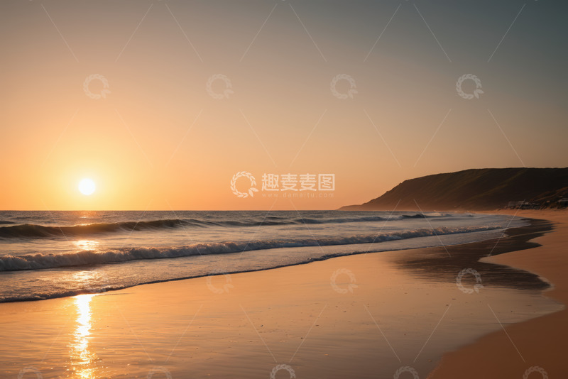 高清大图下载【趣麦麦图】海滩日落自然风光景象