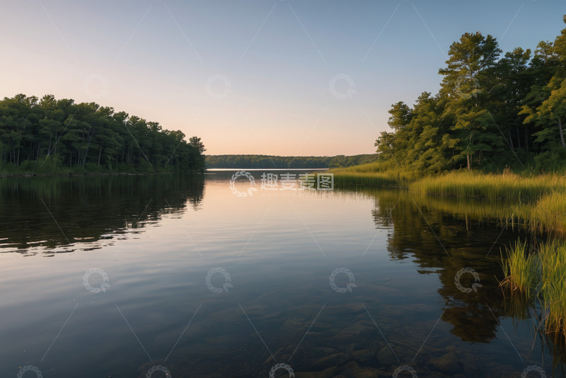 高清大图下载【趣麦麦图】湖畔森林自然风光