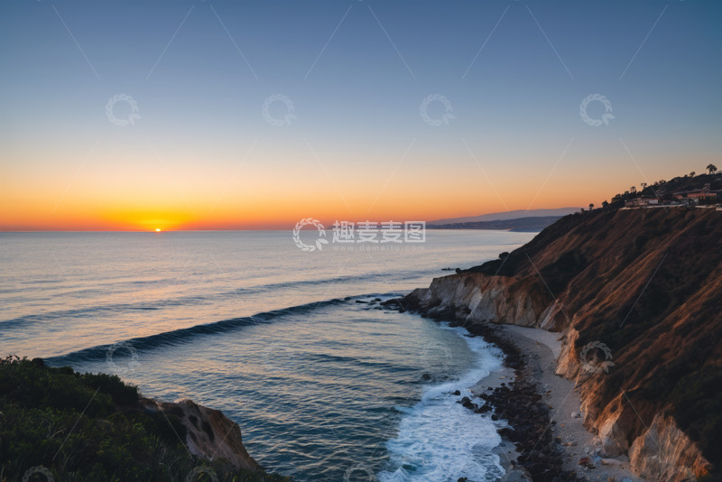 高清大图下载【趣麦麦图】海边日落海岸线景观
