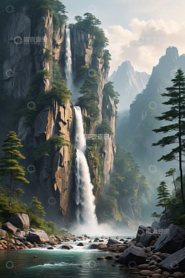 山间瀑布自然景观