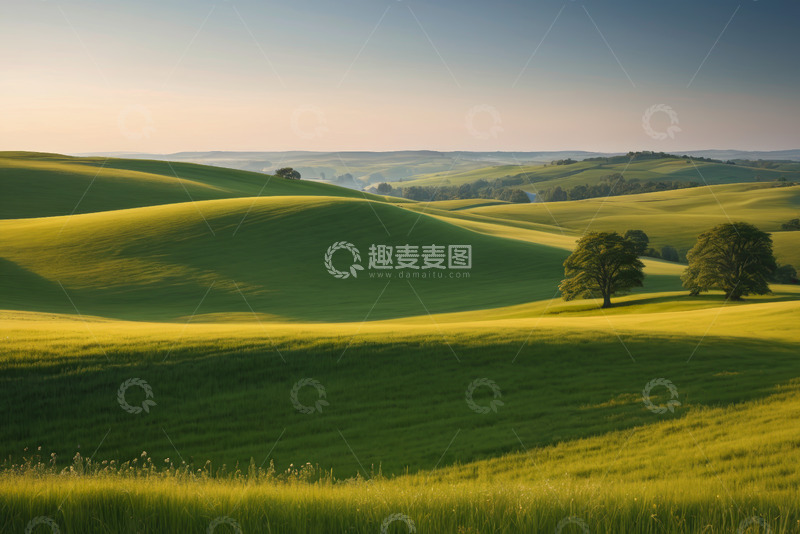 高清大图下载【趣麦麦图】绿色田野自然风光全景