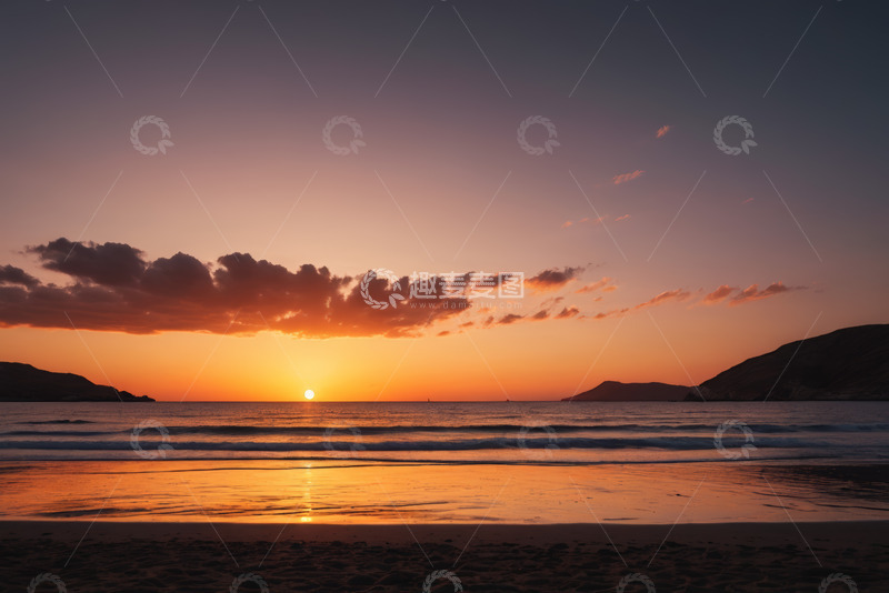 高清大图下载【趣麦麦图】海滩日落自然风光