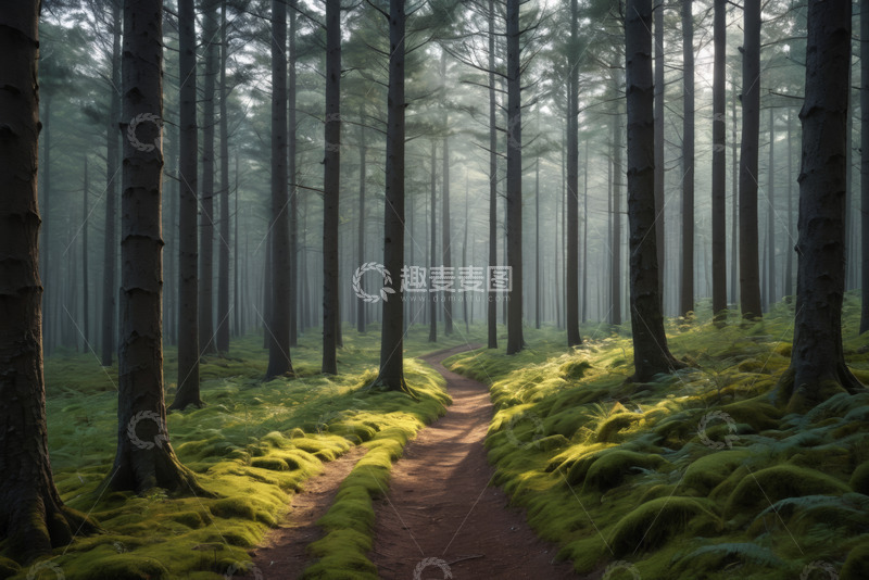 高清大图下载【趣麦麦图】森林中的蜿蜒小径