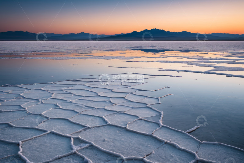 高清大图下载【趣麦麦图】盐湖日落自然风光