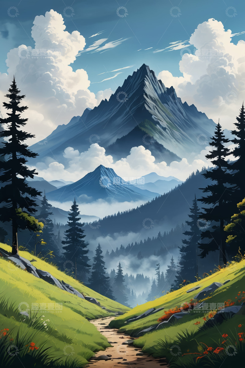 高清大图下载【趣麦麦图】山间森林风景